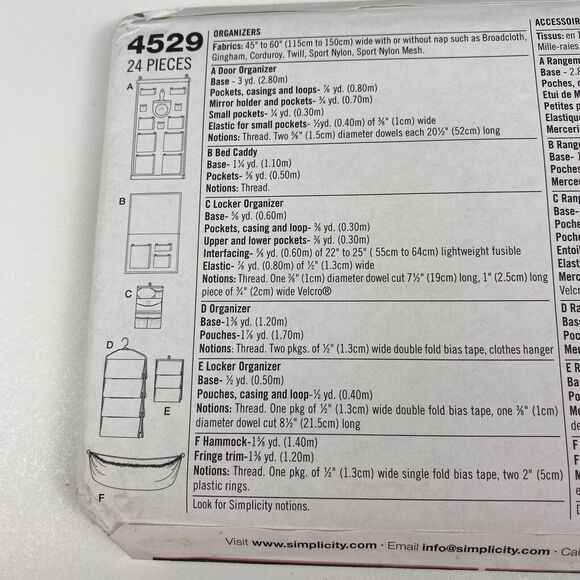 Simplicity 4529 Home Decorating Simply Teen Organizers Sewing Patterns UNCUT FF - Picture 8 of 9